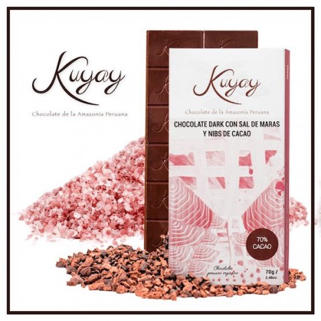 Chocolate Negro con Sal de Maras y Nibs de Cacao 70% Kuyay 70g