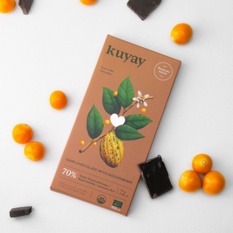 Chocolate Oscuro Orgánico 70% con Aguaymanto Kuyay 70g