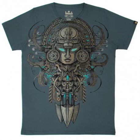 T-Shirt de Algodón Pima Azul Cenizo diseño Tumi Looch - EL INTI - Tu Tienda Peruana