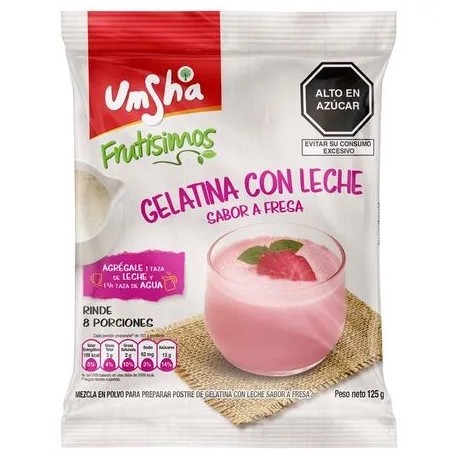 Gelatina con Leche sabor a Fresa Umsha 125g